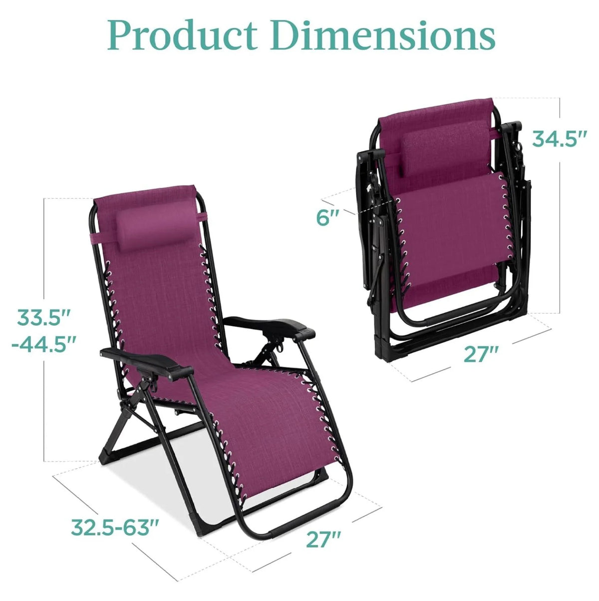 Oversized Chair, Folding Outdoor Patio Recliner, XL Anti Gravity Lounger w/Removable Cushion, Cup Holder, Side Tray, 350lb Capacity - Taupe