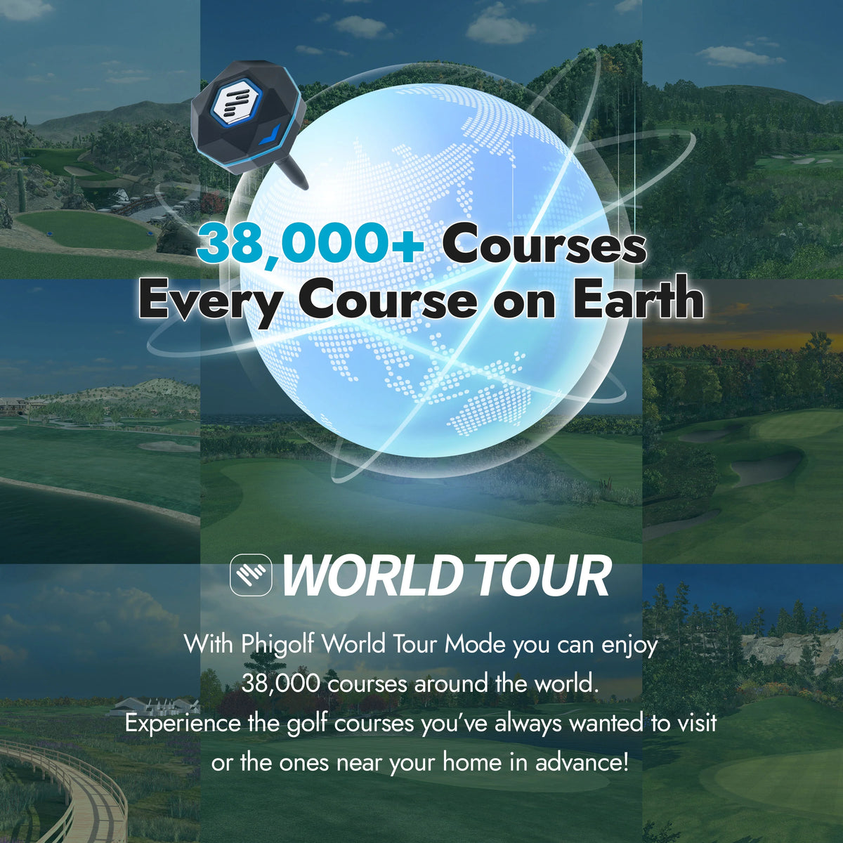 PHIGOLF Home Golf Game Simulator: Enjoy Interactive Golf with Motion Sensor & Swing Stick for Indoor & Outdoor Fun 38,000+ Courses Worldwide, Compatible with Android, iOS, App & E6 Connect