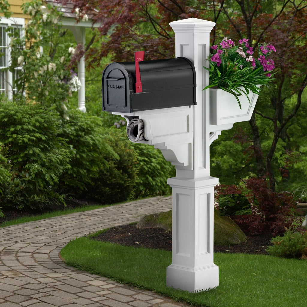 Mayne Signature Plus Weatherproof Traditional Plastic Mail Post in White