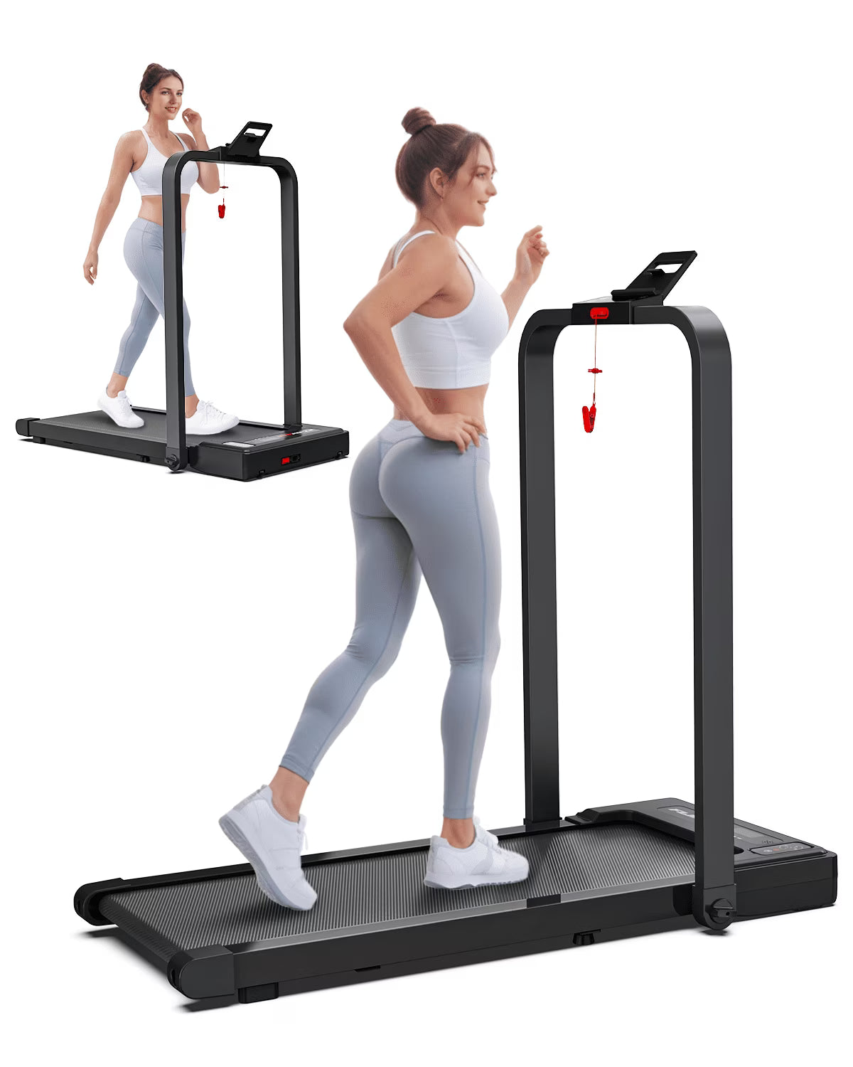 [TREADMILL CLEARANCE] FYC 2.5HP Folding Treadmill with Adjustable Height Desk & Incline - Compact Electric Treadmill Bluetooth Speaker for Running Walking Foldable Portable  (Silver)