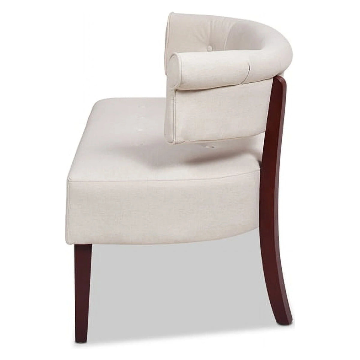 Jennifer Taylor Home Jared Roll Arm Tufted Polyester Fabric Bench, Sky Neutral Beige