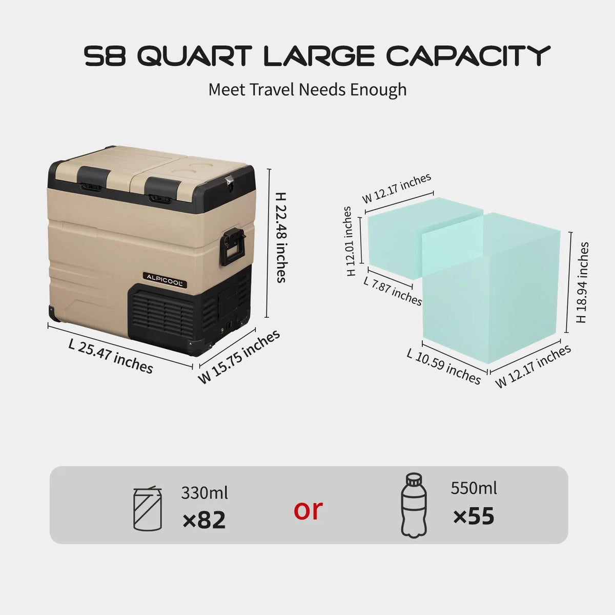 Alpicool TA35 Portable Refrigerator 37 Quart(35 Liter) Dual Temperature Control Fridge Mini Freezer for Travel,Camping,Fishing, Outdoor -12/24V DC