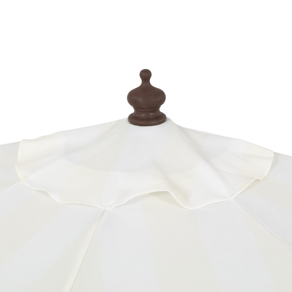 JONATHAN Y Beverly 9 ft. Half Market Patio Umbrella, Designer Classic Scalloped Fringe with Crank, Tilt Button and UV Protection, Blue/White/Cream, Dark Brown Pole