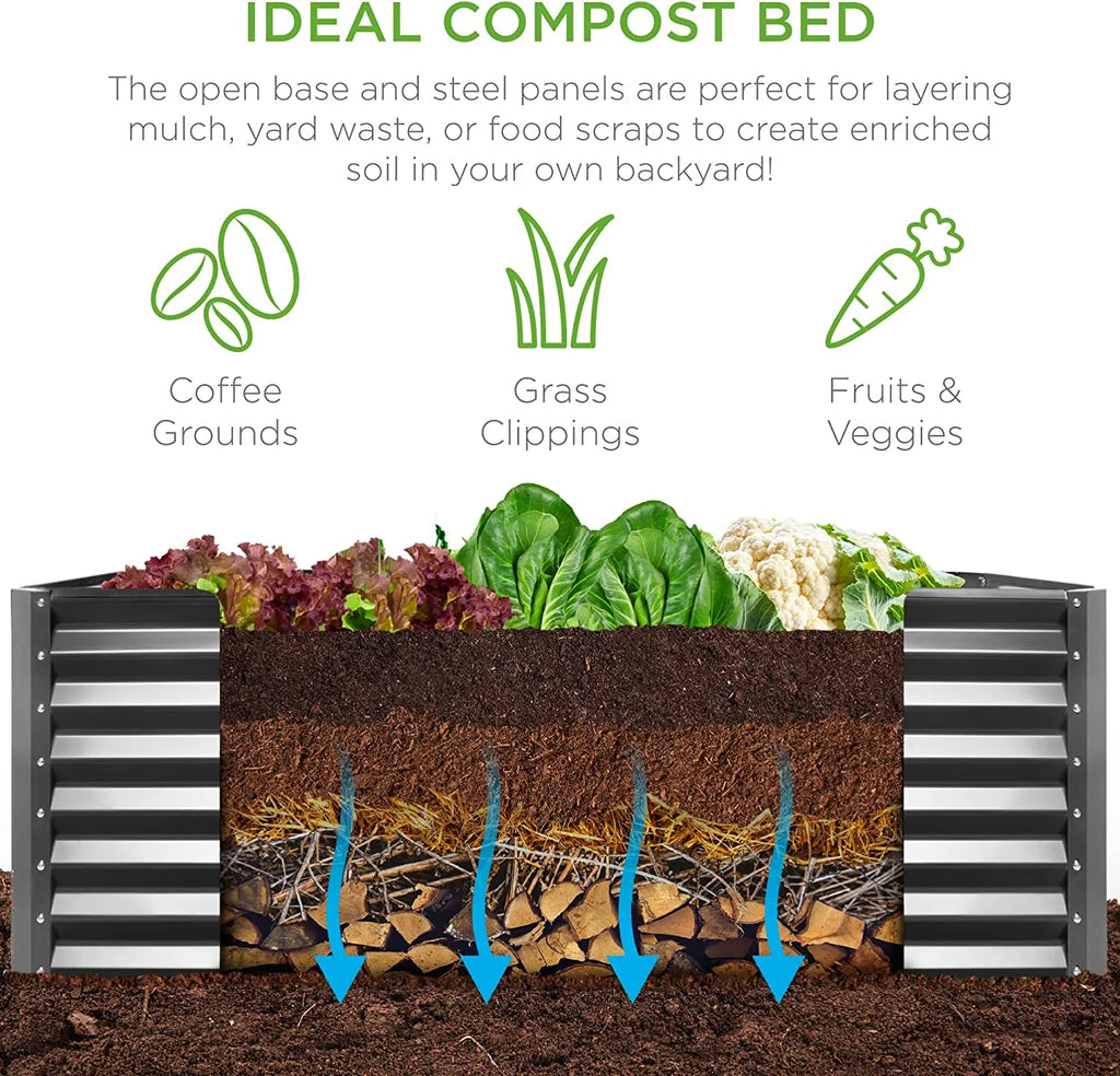 Gloaa 6x3x2ft Outdoor Metal Raised Garden Bed, Deep Root Box Planter for Vegetables, Flowers, Herbs, and Succulents w/ 269 Gallon Capacity Sage Green