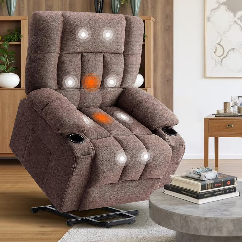 Simenmax Recliner Chair with Massage and Heating, Home Theater Seating with Lumbar Support, Adjustable Electric Power Lift Chairs, Gray