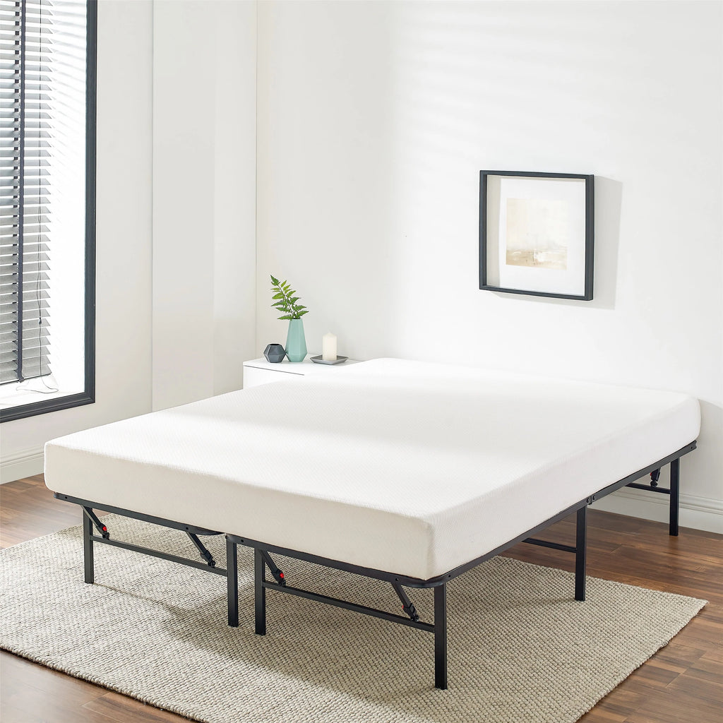 Mainstays 14" High Profile Foldable Steel Full Platform Bed Frame, Black