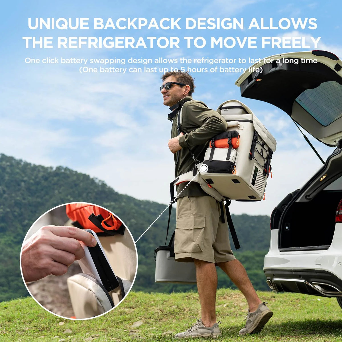 Litheli 16L Backpack Refrigerator,  55W Portable Electric Fridge Freezer Compressor Cooler for Fast Cooling Down to -4°F  with Ergonomic Backpack Design for Camping Car RV Home
