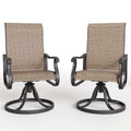ELPOSUN Patio Swivel Chairs Set of 2, Outdoor Dining Chairs High Back All Weather Breathable Textilene Outdoor Swivel Chairs with Metal Rocking Frame for Lawn Garden Backyard Deck, Khaki