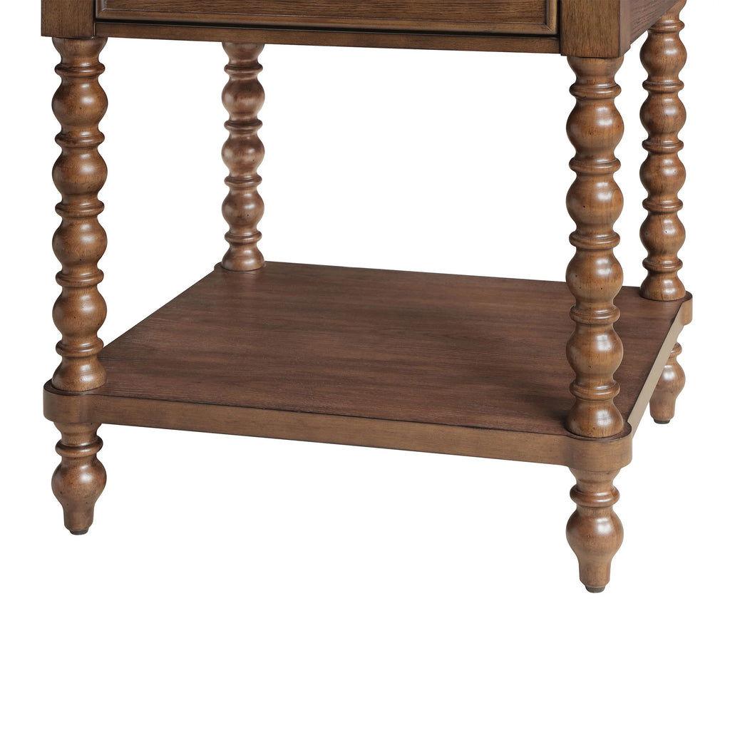 Pioneer Woman Harper Spindle Nightstand with USB Charging Ports, Adults and Teens, White Finish