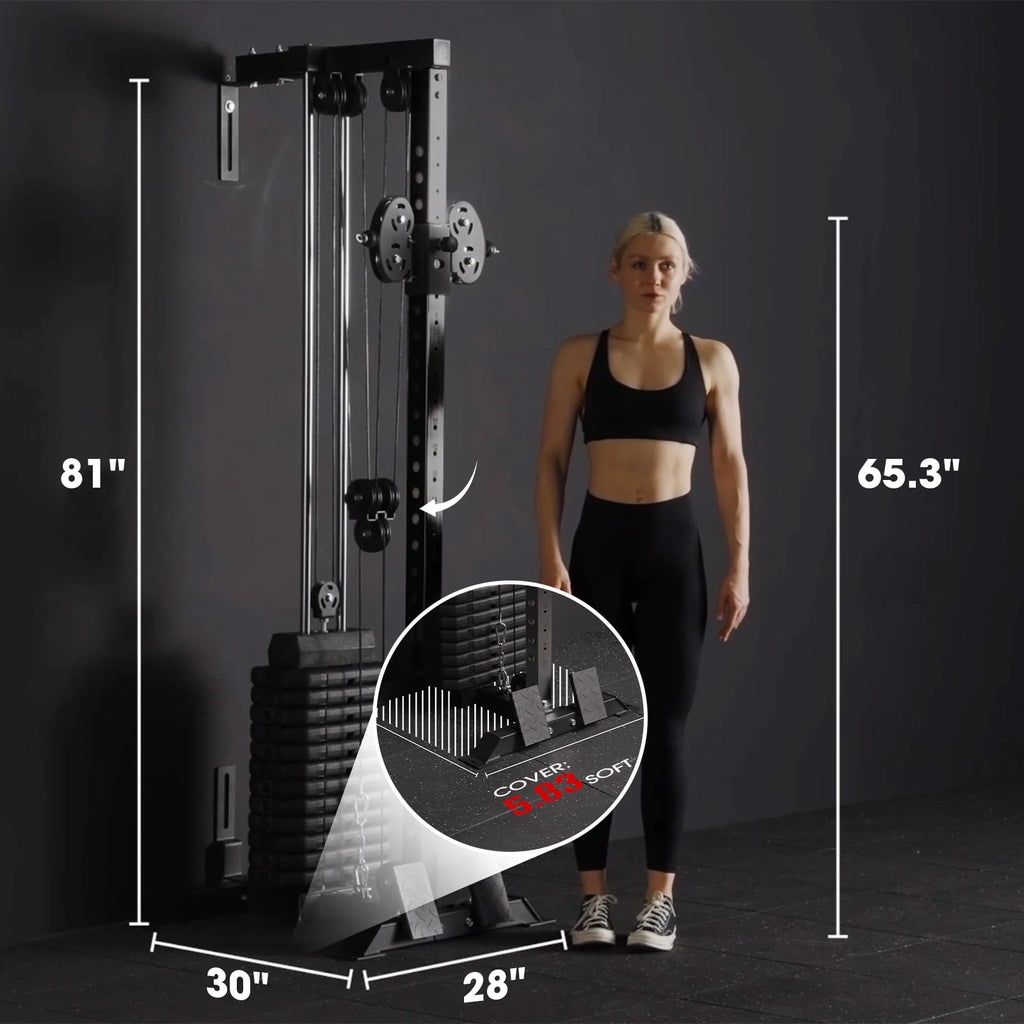 Mikolo Cable Crossover Machine Home Gym, Wall Mount Cable Station with 200LBS Weight Stack,Lat Pull Down Machine with 27 Positions Dual Pulley System