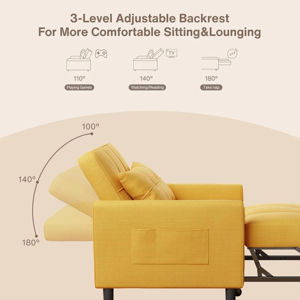Convertible Sleeper Chair, Aiho 3-in-1 Convertible Sofa Bed Recliner Chair with Pull Out Couch - Dark Gray