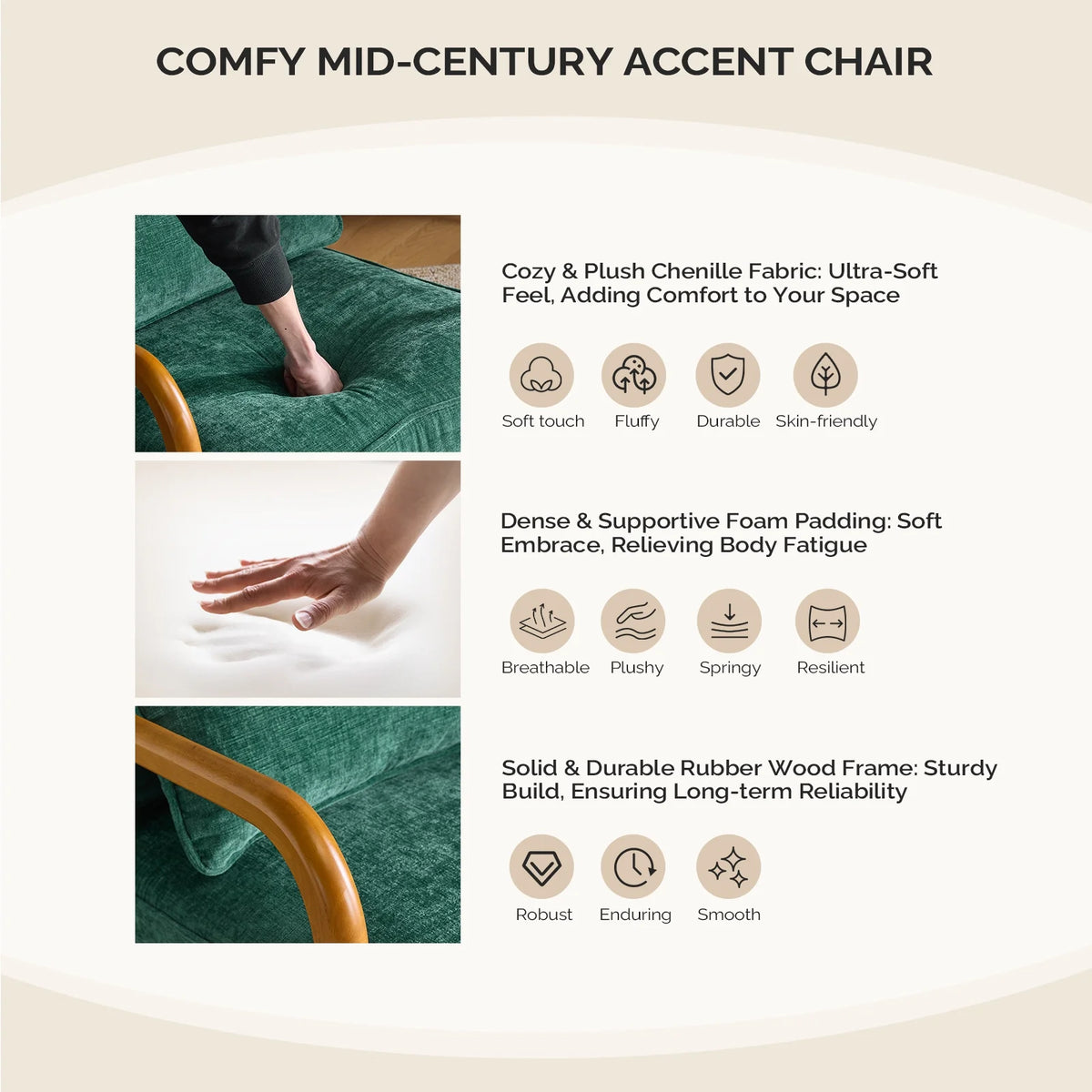Ktaxon Accent Chair Corduroy Upholstered Armchair, Reading Club Chair with Pillow and Solid Wood Frame for Living Room Bedroom Furniture Off White