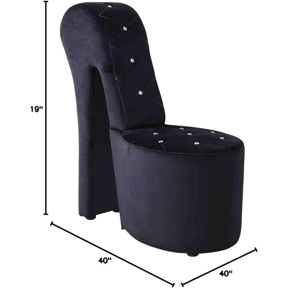 Best Master Furniture Tristram 19" Velvet High Heel Shoe Chair in Navy Blue