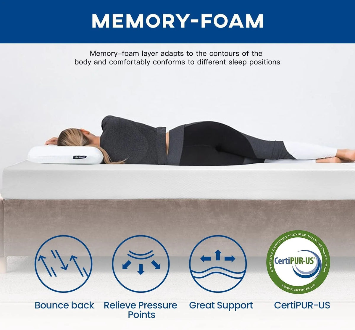 FDW Twin Mattress 6 inch Gel Memory Foam Mattress Queen Mattresses Medium Firm Mattresses，White