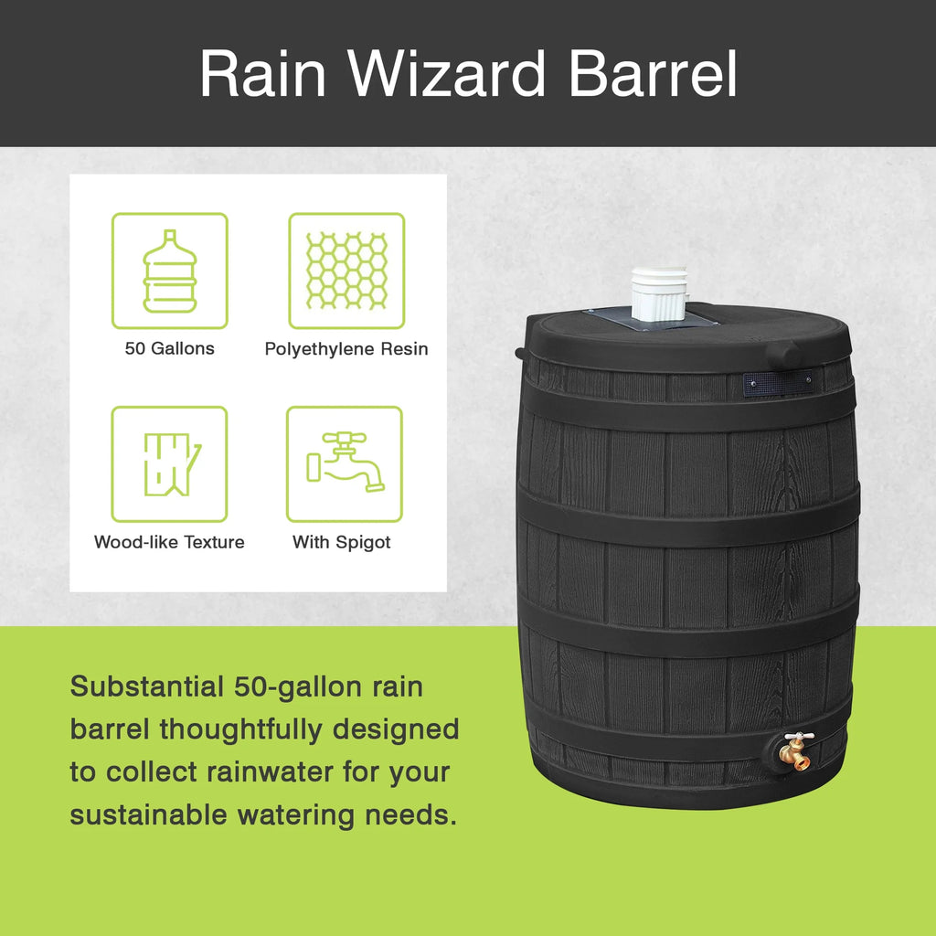 Good Ideas Rain Wizard Rain Storage Collection Rain Barrel 50-Gallon