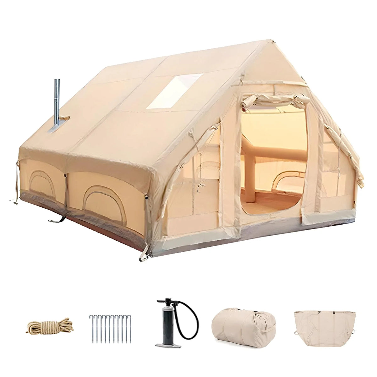 Inflatable Tents for Camping, Large Inflatable Camping Tent with Hand Pump, Easy Setup Tents for 4-6 People, Portable Glamping Tent