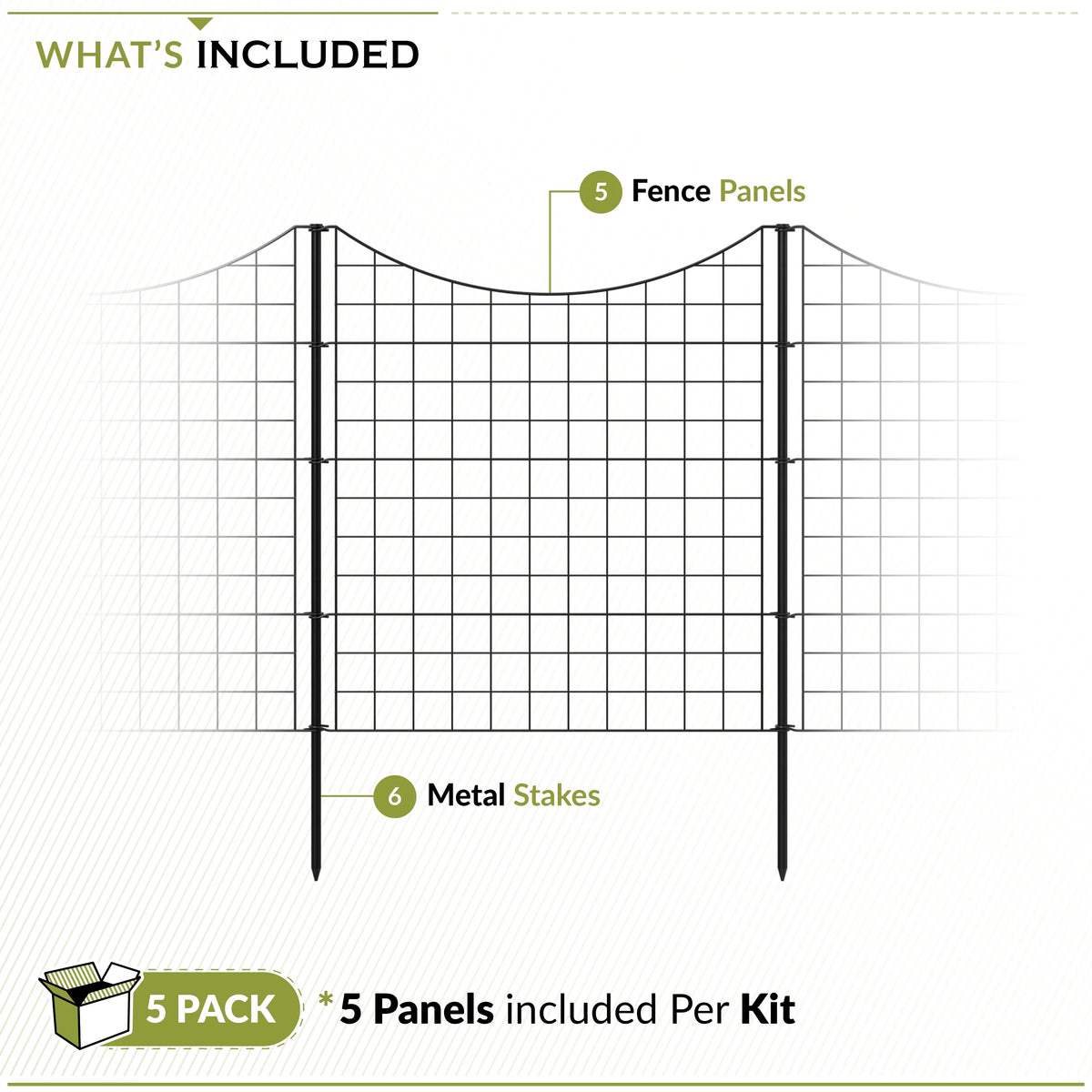 39in H (5 Fence Panels) No Dig Easy Install Zippity Black Metal Fence, Decorative Fence Ideal for Garden Fencing For Dogs, Temporary Fence or Garden Fence Animal Barrier, WF29006