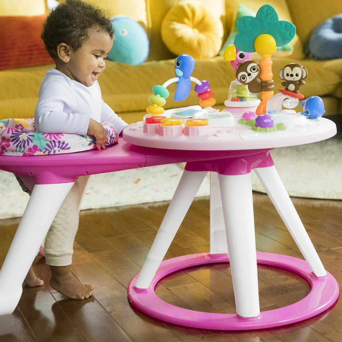 Bright Starts Around We Go 2-in-1 Walk-Around Baby Activity Center &amp; Table. Tropic Coral. Age 6 Months+