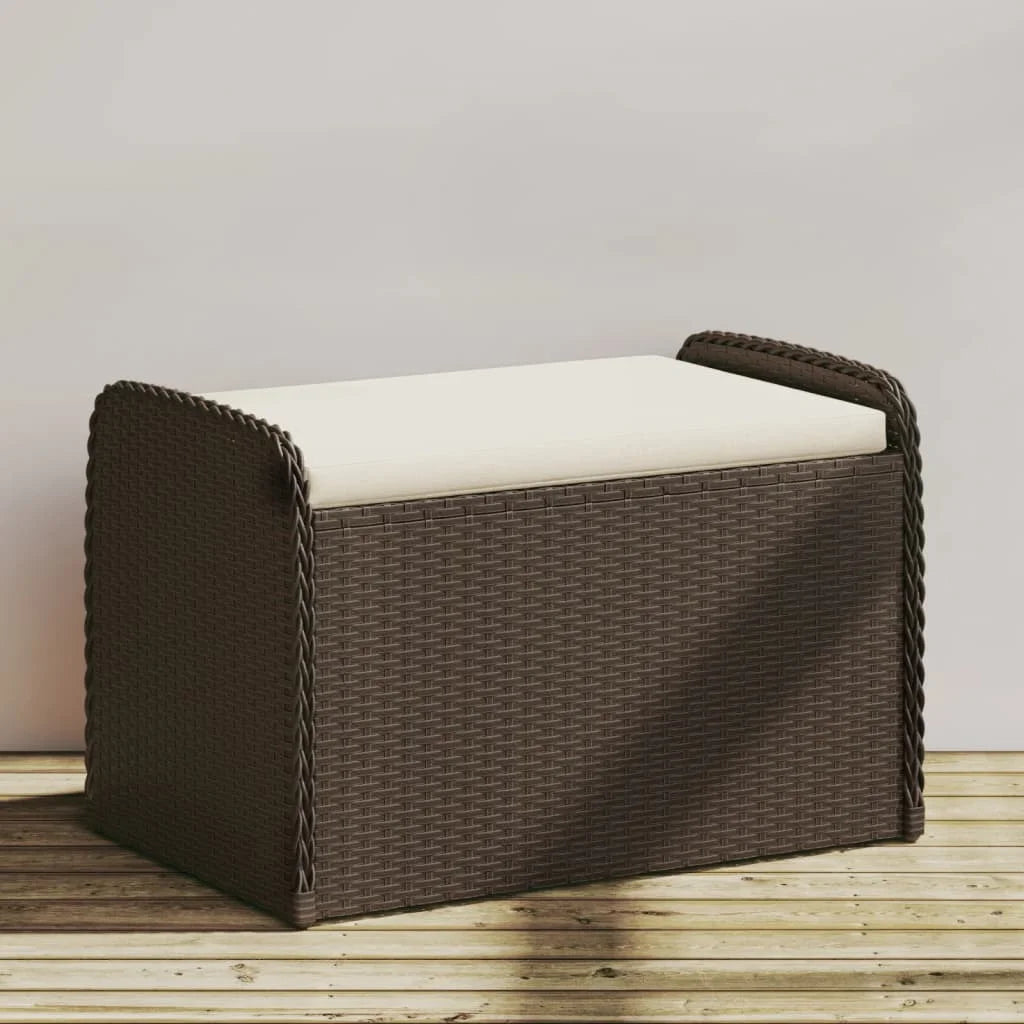 vidaXL Storage Bench with Cushion Outdoor Garden Seat Furniture Poly Rattan