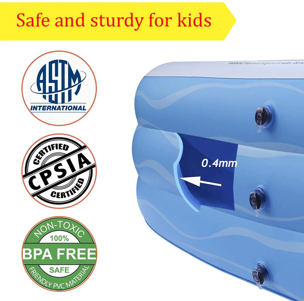 Airso Inflatable Swimming Pool Family Full-Sized Inflatable Pools 118" x 72" x 22" Thickened Family Lounge Pool for Toddlers, Kids & Adults Oversized Kiddie Pool Outdoor Blow Up Pool for Backyard, Garden