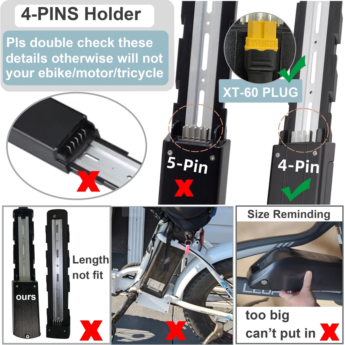 4Pin 36V 20AH Battery Electric Scooter Battery 750W 36V Ebike Battery for Adult Electric Bike Motor