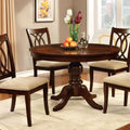 Benjara Round Wooden Dining Table with Pedestal Base, Brown