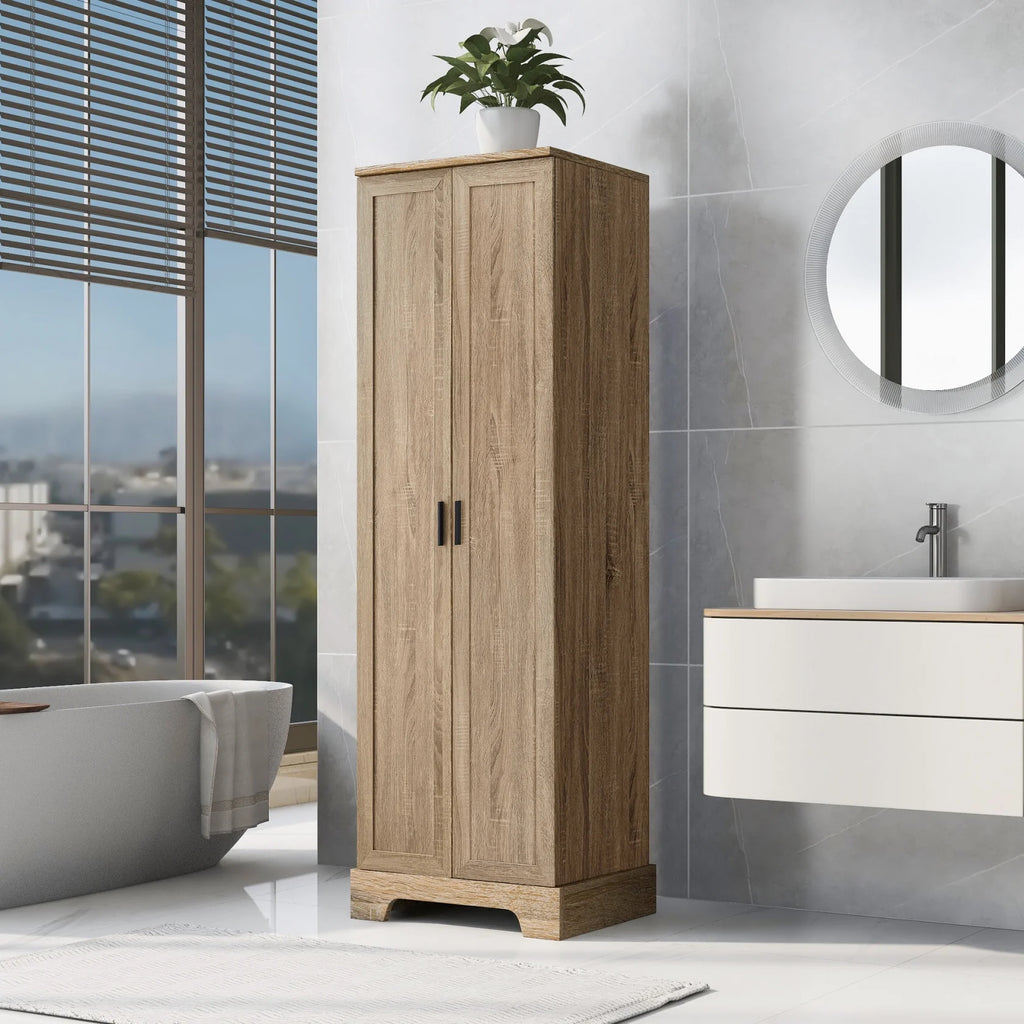 22'' Double Door Storage Cabinet with Adjustable Shelves, High Quality Bathroom Cabinet with  MDF Material, for Living room, Bathroom, Black