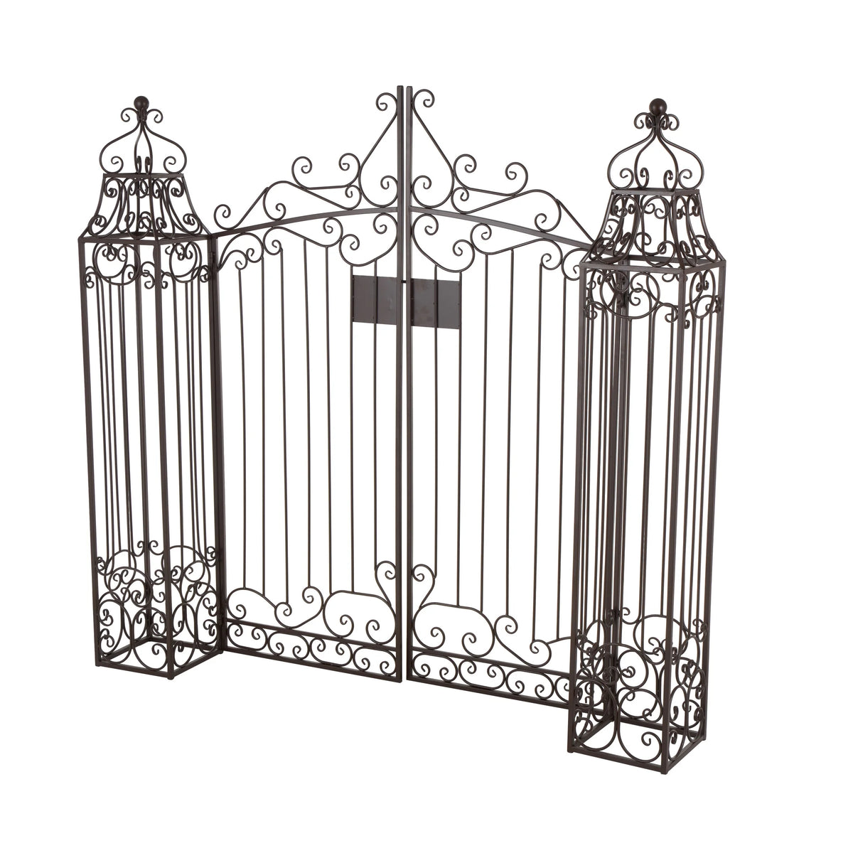 DecMode Traditional Metal Arch with Botanical Design Garden Arbors with Latch Lock Closure, 78"W x 94"H