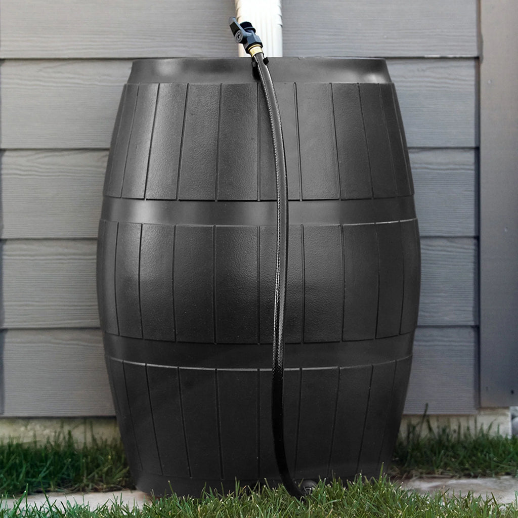 FCMP Outdoor RC4000 Raincatcher 50 Gallon Rain Catcher Barrel, Brown
