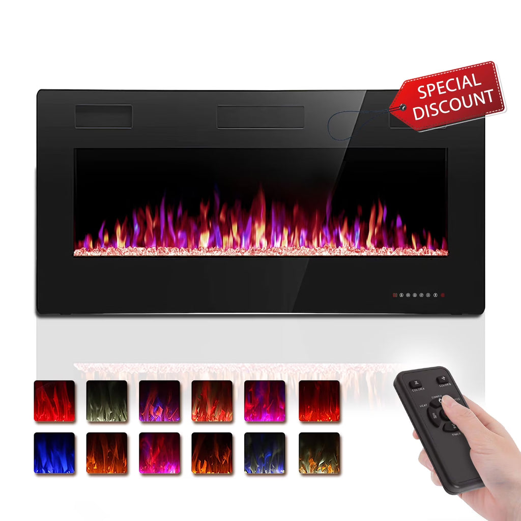 KISSAIR 60 Indoor Electric Fireplace Ultra Thin Fireplace, Wall Mounted Recessed Fireplace with Multiple Colors