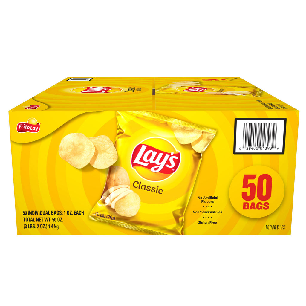 Lay's Potato Chips, Classic, 1 oz, 50-count
