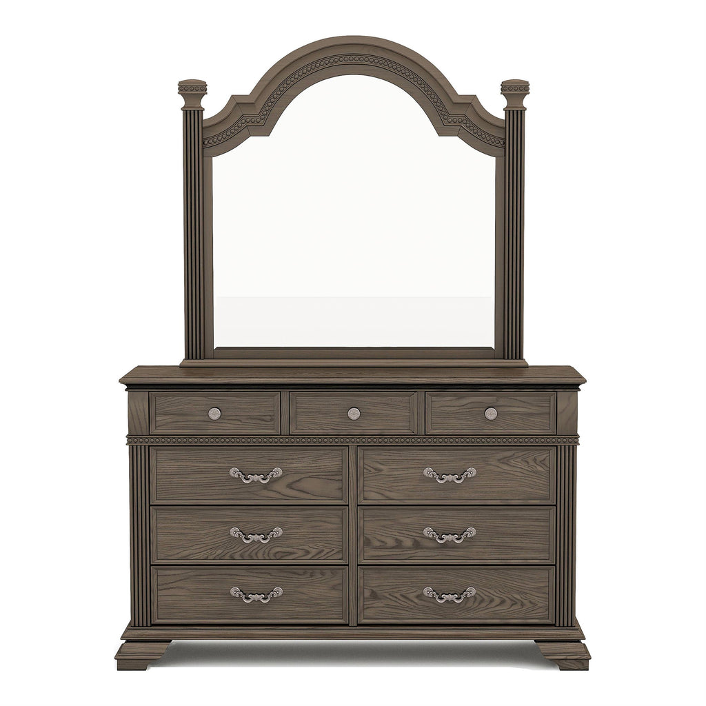 FOA Charo 6pc Gray Wood Bedroom Set-King Nightstands