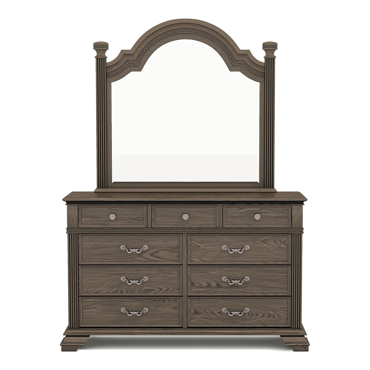 FOA Charo 6pc Gray Wood Bedroom Set-King Nightstands