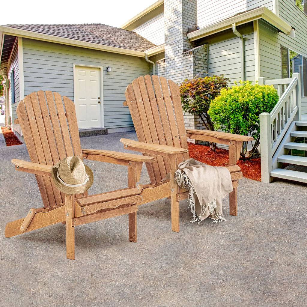uhomepro Outdoor Adirondack Chairs Set of 2, Folding Fire Pit Chair, Weather Resistant Patio Lawn Chair for Outside Deck Garden Backyard Balcony, Gray
