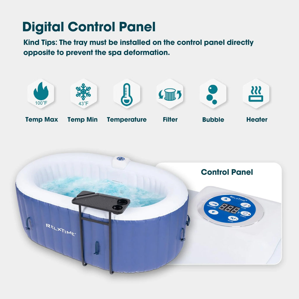 RELXTIME 2 Person Oval Inflatable Hot Tub Set, Blue