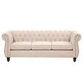 Classic 3 Seater Button Tufted Sofa, Upholstered Couch with Nailhead Rolled Arms Removable Cushions for Living Room Office Bedroom