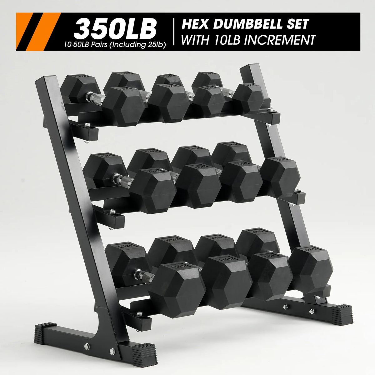Mikolo Rubber Hex Dumbbell Set with Racks, Option in 450lbs, Strength Training Weight Set Home Gym