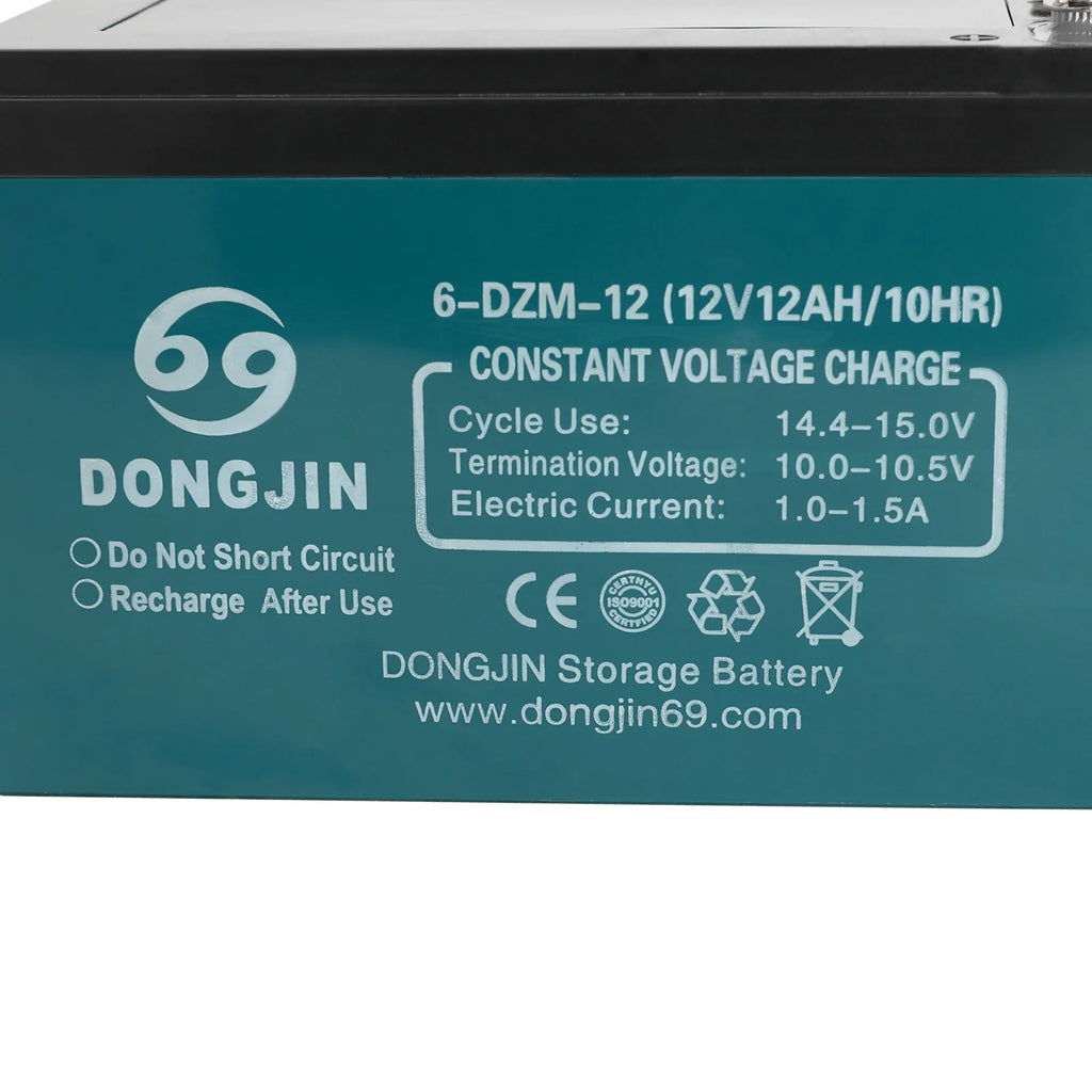 5 Pack 6-DZM-12 12V 12Ah Sealed Lead Acid Rechargeable Battery + 60V Battery ch + Charging Port for Electric Bikes, Scooters, Go Karts, ATVs, Dirt Bikes - Maintenance-Free, Ready to Use
