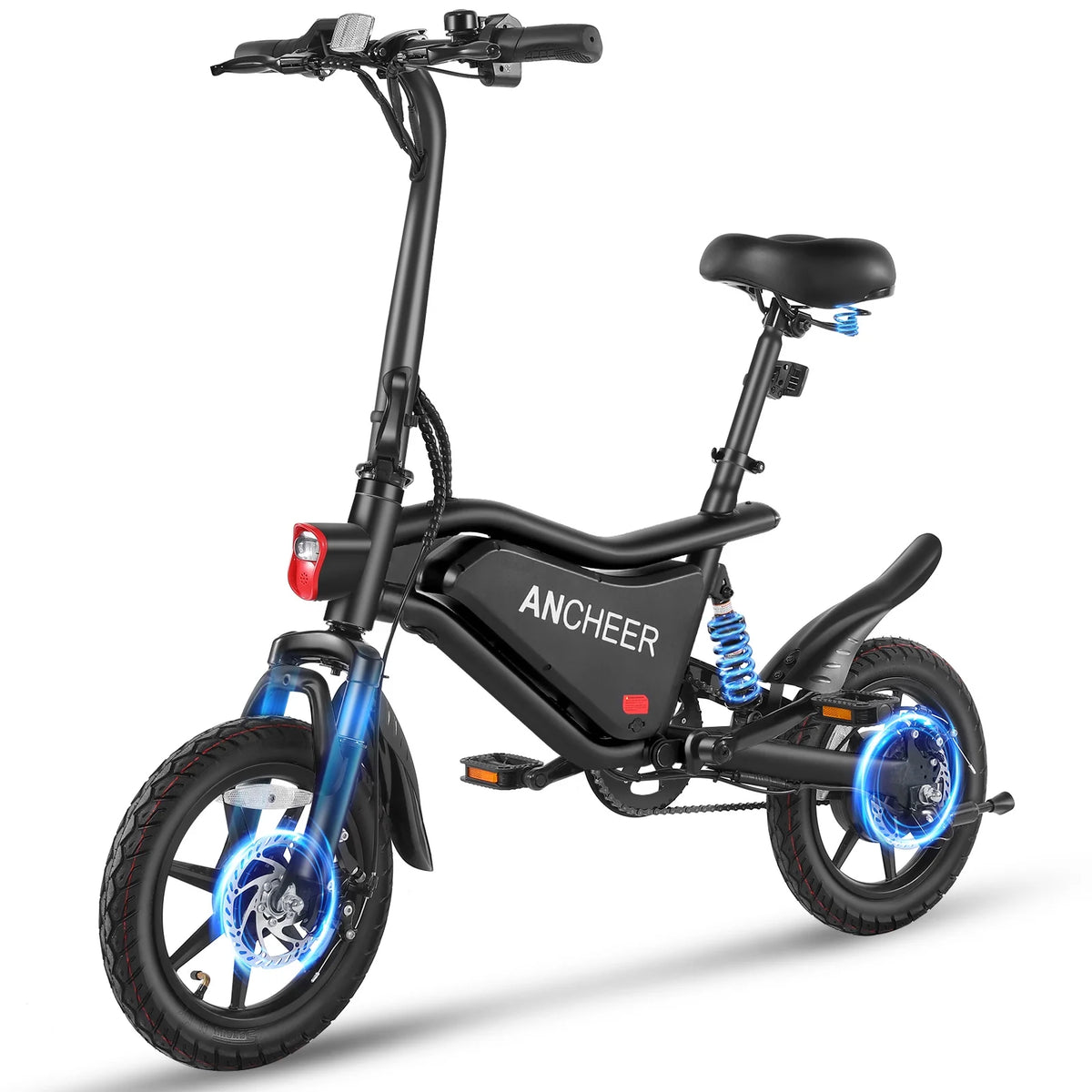 ANCHEER Peak 500W Electric Bike for Adults, Foldable Electric Bikes with 48V 374Wh Battery, 14" Electric Bicycle for Men Women, LCD Digital Display, Cruise Control Ebikes, Dual Suspension Fork UL2849