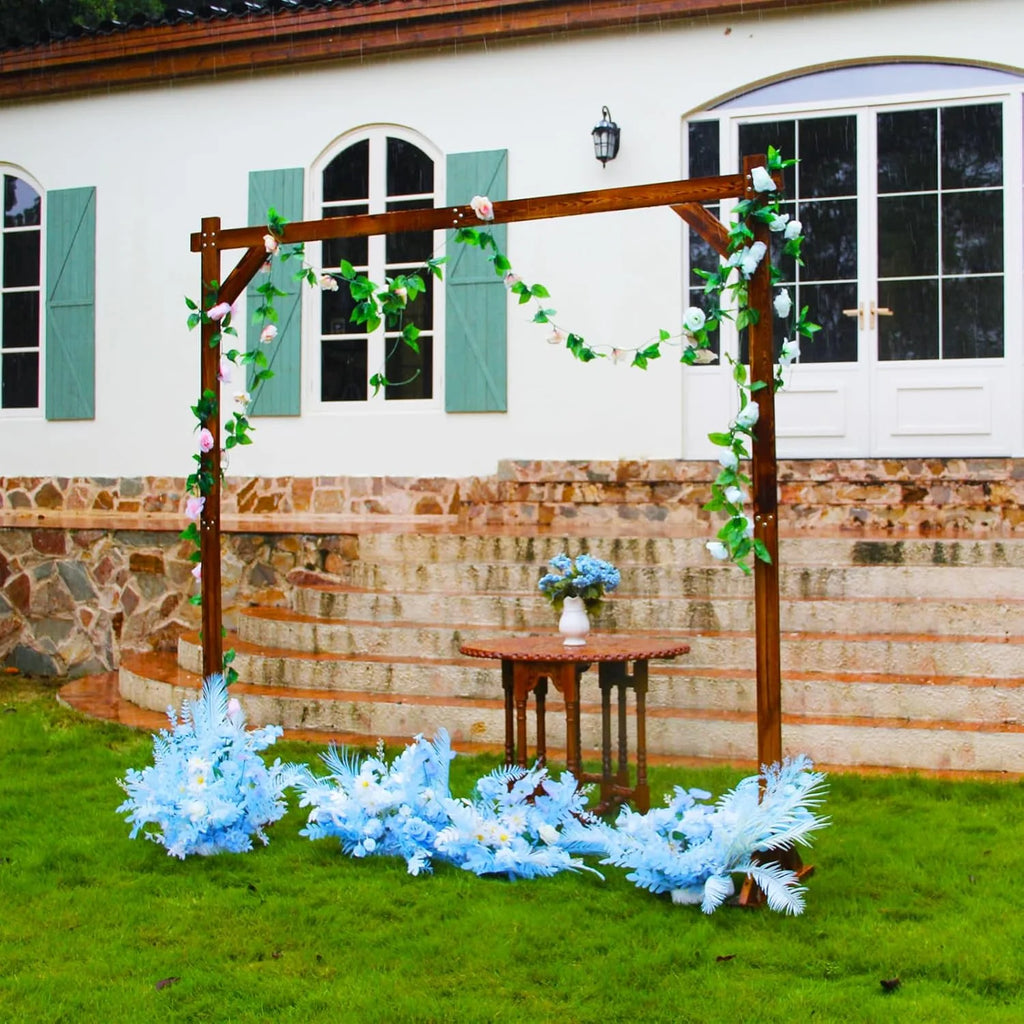 7.3FT Wooden Wedding Arch Stand Square Wood Arch Wedding Arbor for Ceremony Party Proposal Scene Garden