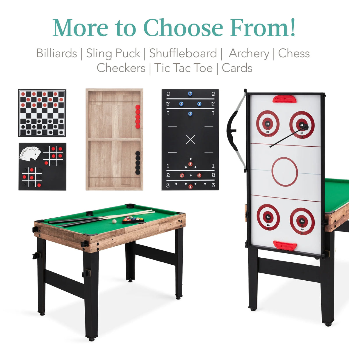 Best Choice Products 13-in-1 Combo Game Table Set w/ Ping Pong, Foosball, Basketball, Hockey, Archery - Natural