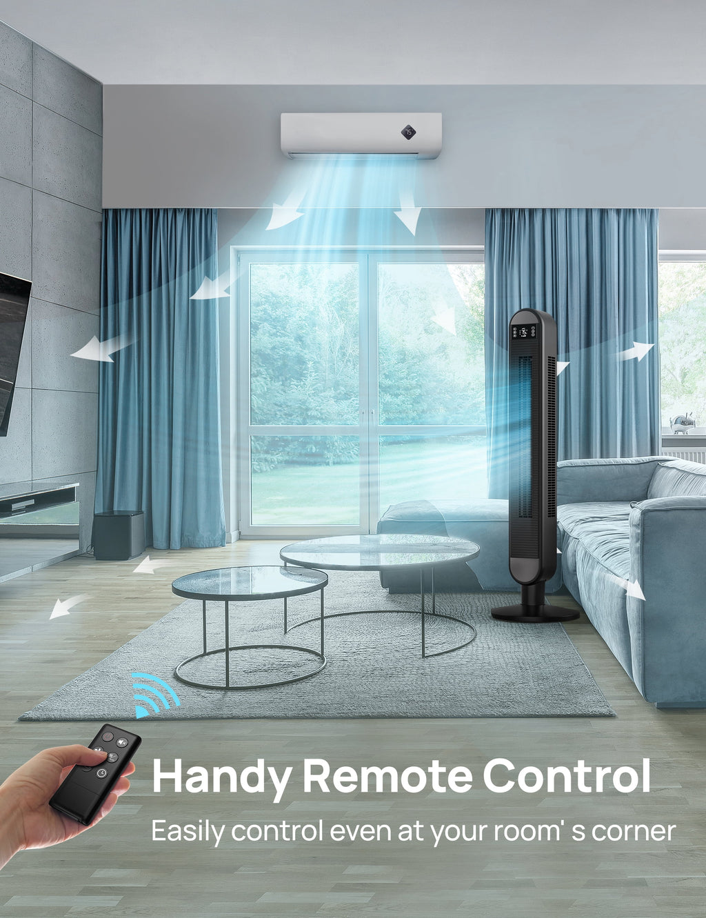 Dreo Tower Fan for Home, 42" Standing Fan with Remote, 90 Oscillating Fan for Indoors, 34dB Quiet Bedroom Fans, 6 Speeds, 4 Modes, 12H Timer, Bladeless Fan with LED Display, 26 ft/s High Velocity