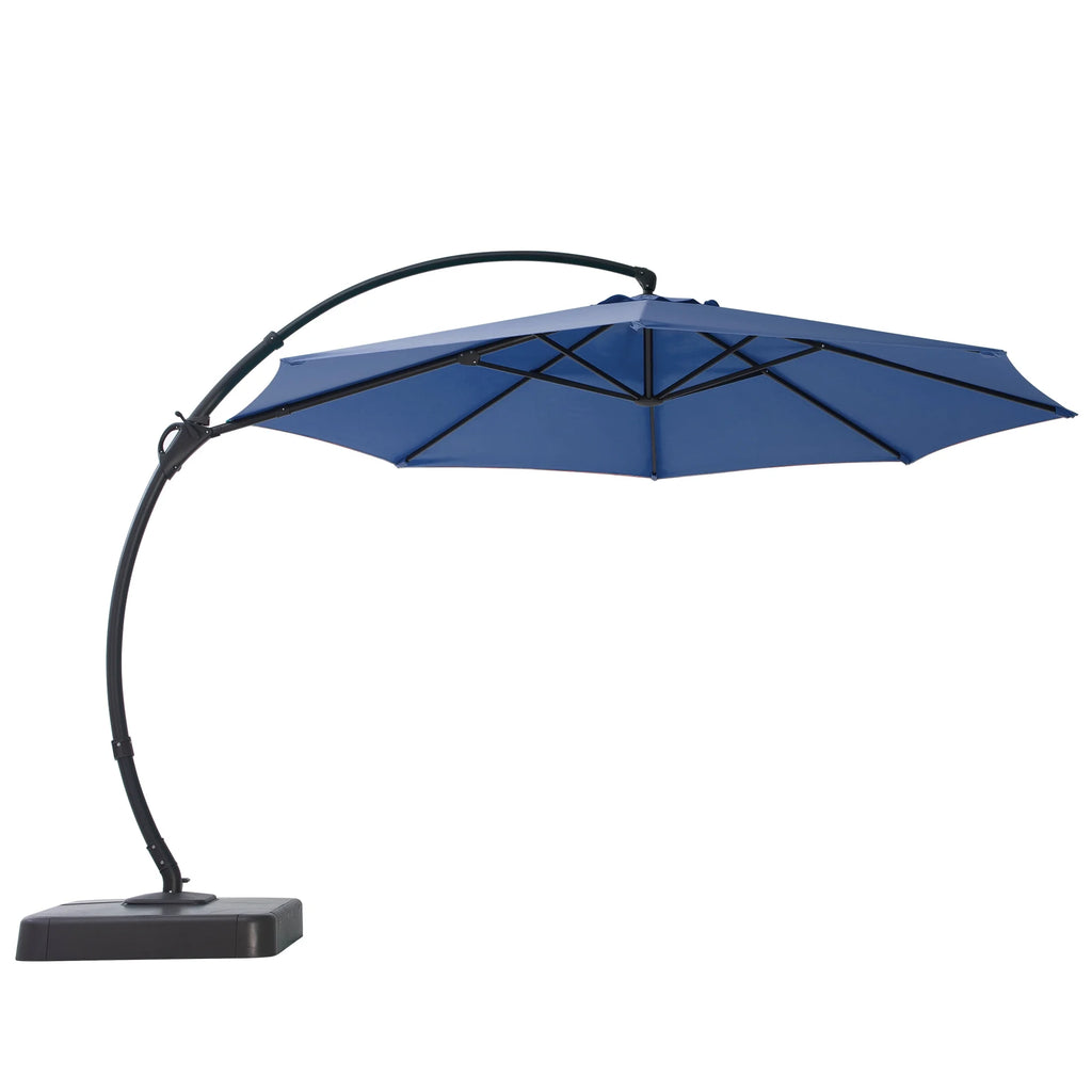 LAUSAINT HOME 11FT Patio Umbrella with Base, Outdoor Deluxe Curvy Cantilever Umbrella for Patio Pool Deck, Champagne