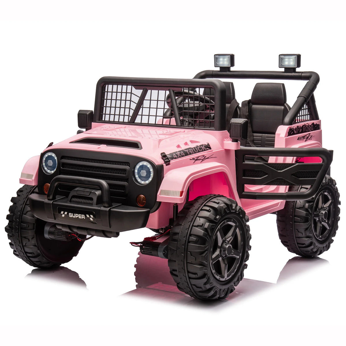 Joyracer 4WD 24 Volt Ride on Toys, 2 Seater Power Car wheels UTV with 800W Motors, Remote Control, Bluetooth Music, Spring Suspension, LED Light, Pink