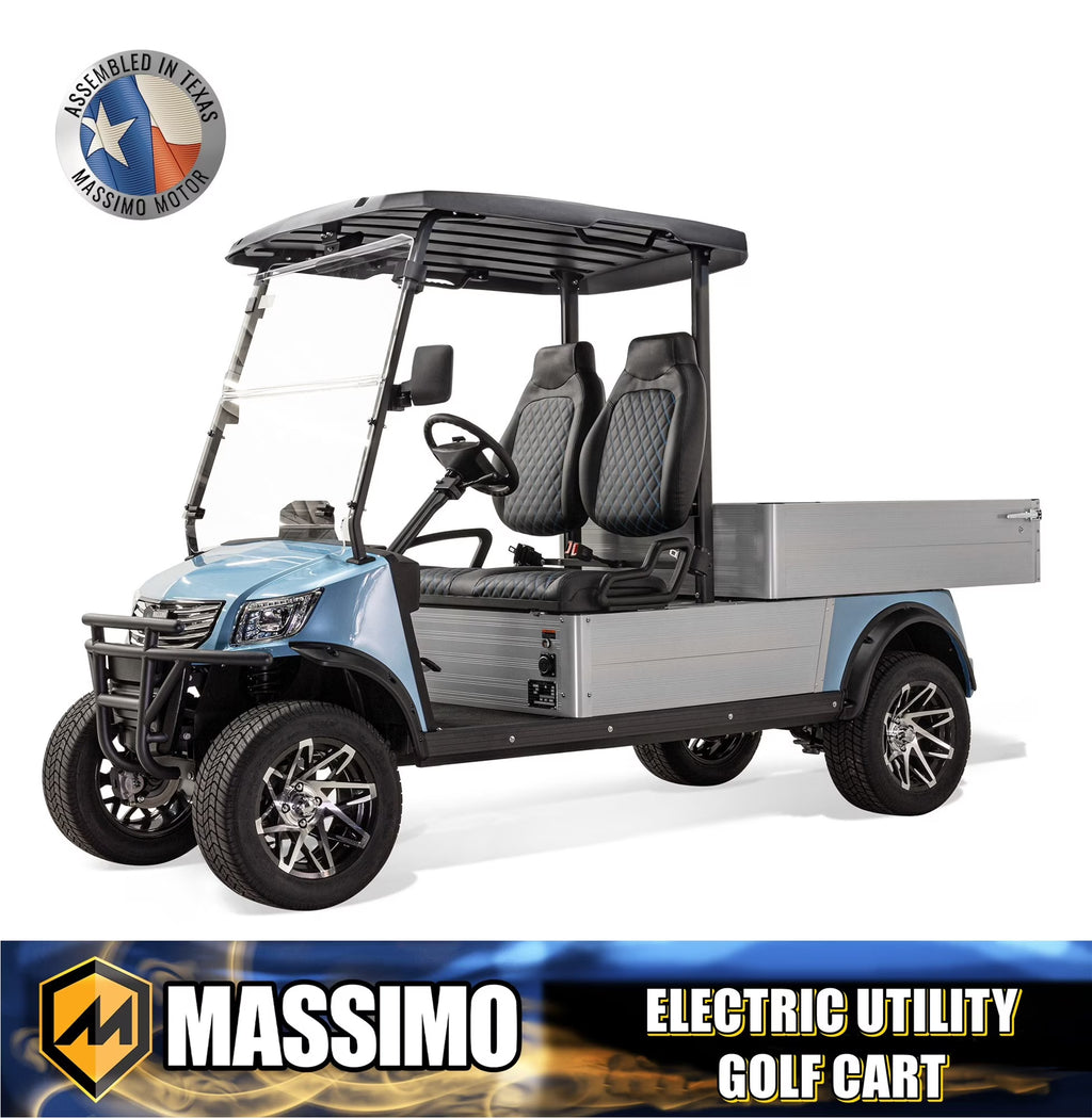 Massimo MVR Cargo Max Electric Utility Golf Cart 48V 5kW Motor - Blue