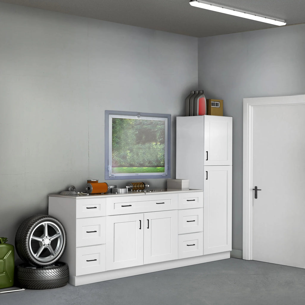 Design House 561464 Brookings Unassembled Shaker Drawer Base Kitchen Cabinet 18x34.5x24, White