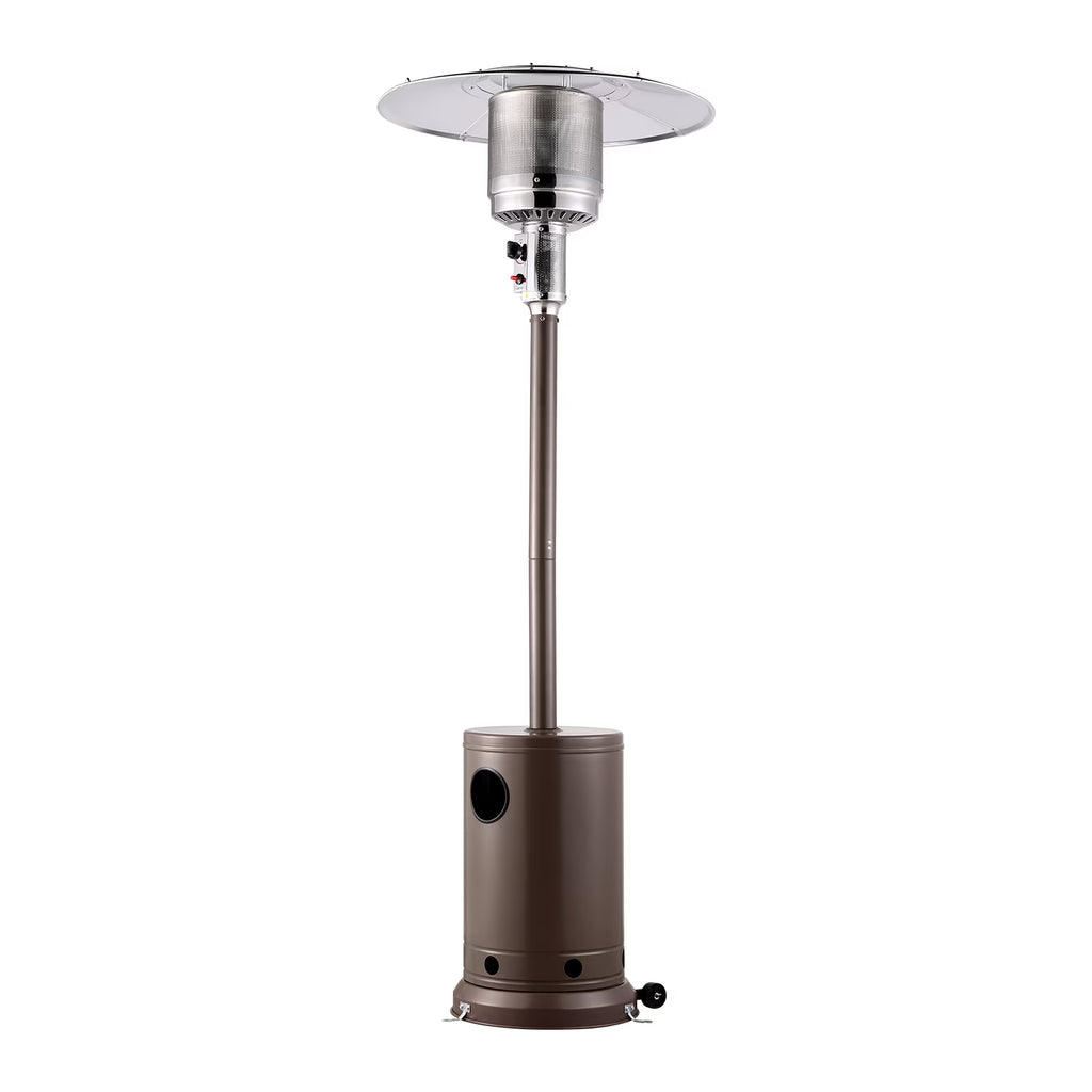 KFFKFF Outdoor Patio Heater, 50000BTU Propane Powered, Elegant Hammered Finish with Circular Table Feature, Durable Metal Burner & Portable Wheels, Ideal for Garden, Patio, Party, Backyard
