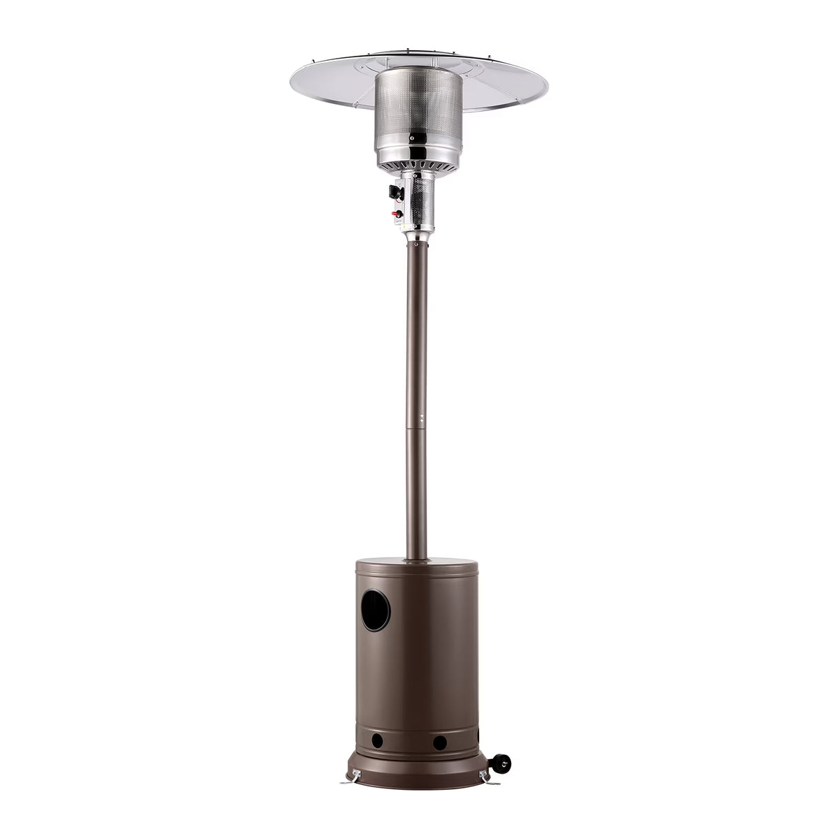 KFFKFF Outdoor Patio Heater, 50000BTU Propane Powered, Elegant Hammered Finish with Circular Table Feature, Durable Metal Burner & Portable Wheels, Ideal for Garden, Patio, Party, Backyard