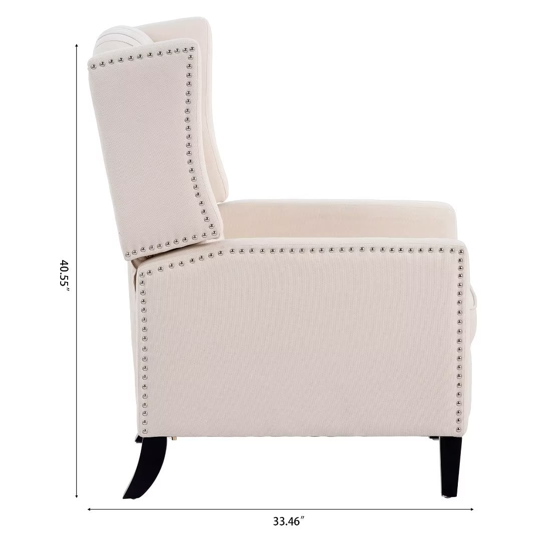 Recliner Chair, Living Room Chairs with Arms, Adjustable Single Reclining Sofa, Home Theater Seating Arm Chair with Thick Padded Seat, Footrest, Lounge Chair for Bedroom, Blue