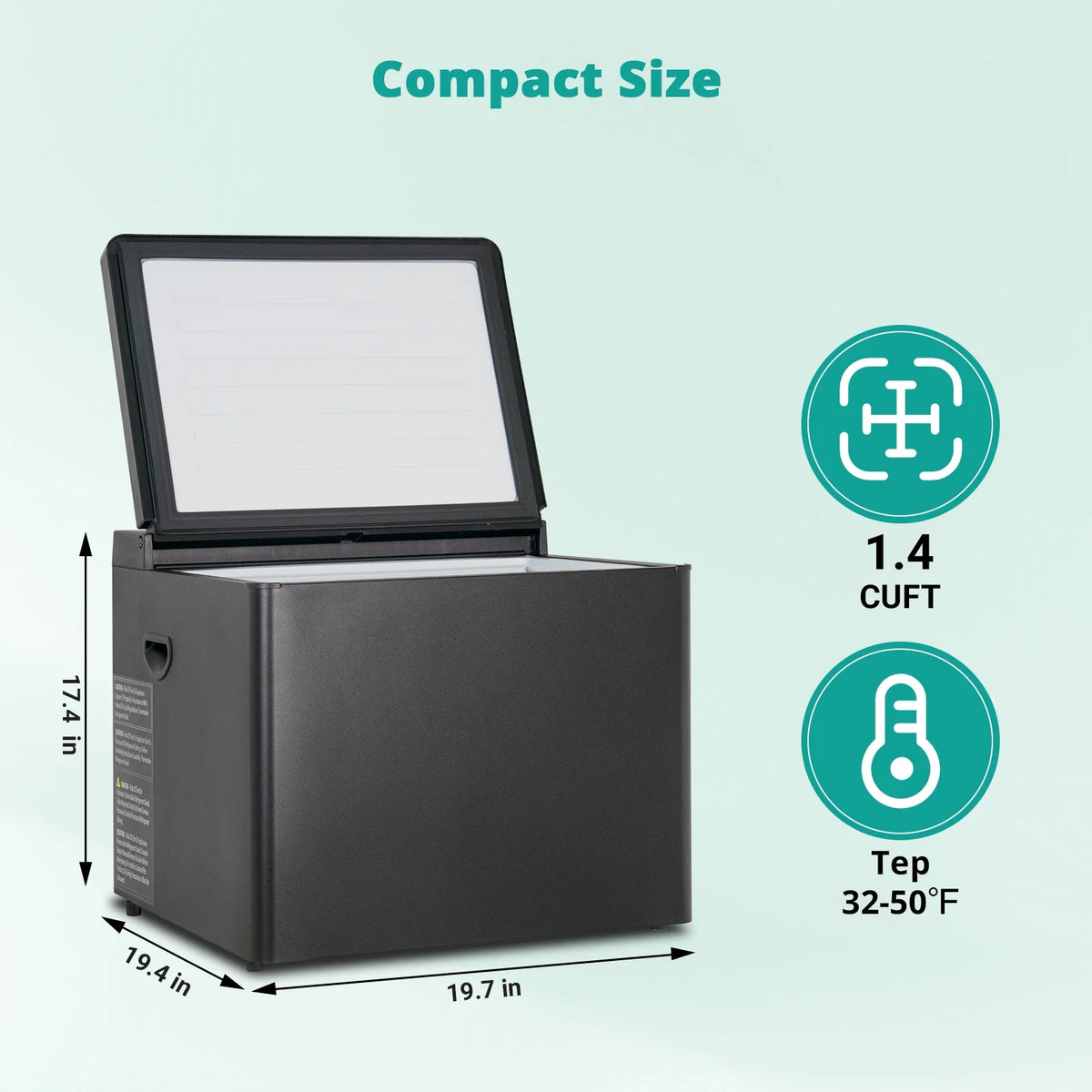 Smeta Chest Freezer LPG/12V/110-120V Refrigerator Outdoor Travel Fridge 1.6 Cu ft Indoor Car